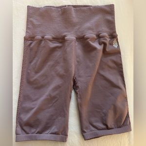 NEW Free People Good Karma Seamless High Waisted Bike Shorts Purple Grey/Mauve
